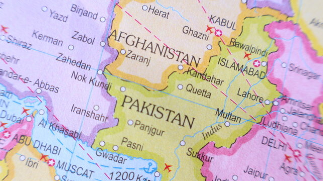 Pakistan, Afghanistan and Iran on World Map