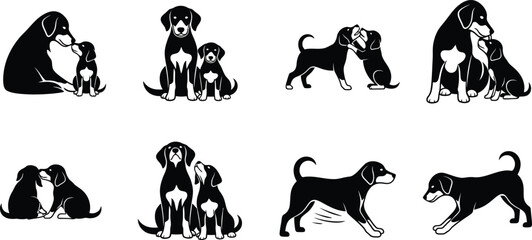 Fototapeta premium Icon bundle of adorable dog illustrations with various playful and cuddly poses