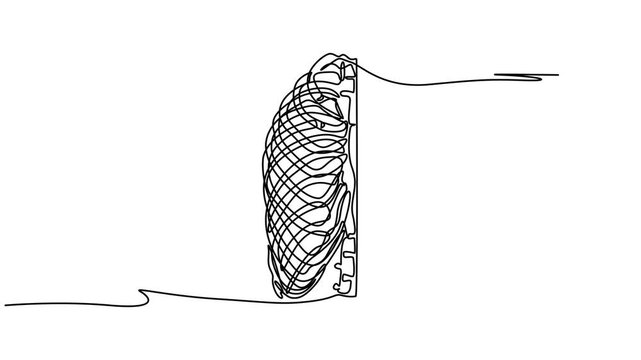 human chest and ribs anatomy continuous one line drawing, Continuous line drawing of human rib cage anatomy minimalist design of skeletal structure for medical illustration simple hand drawn vector
