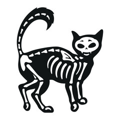 Skeleton cat design in black vector art for Halloween celebration or decoration ideas