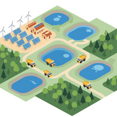 Sustainable Water Treatment Facility with Renewable Energy.