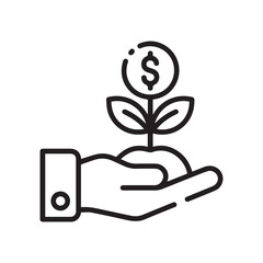 Hand holding growing plant with dollar sign symbolizing financial growth