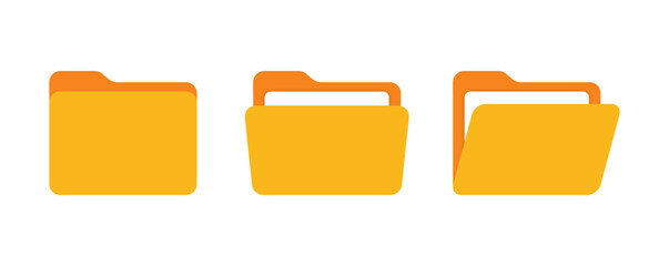 File folder vector icons set, open and closed office folder vector illustration