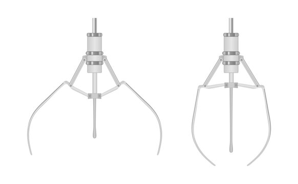 Crane claw machine set. Grabbing claw for toy arcade vector elements