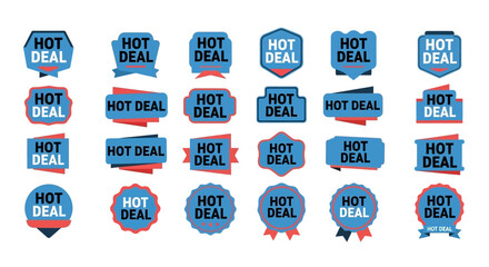 Set of 25 Hot Deal Sale Badges Vector