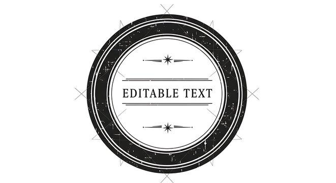 Circular design with editable text element on white background