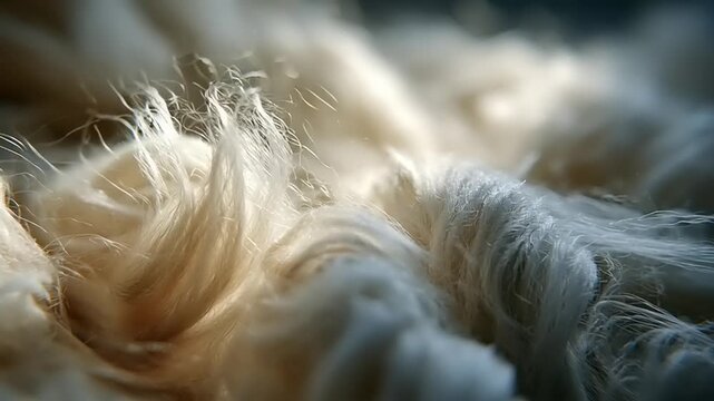 Extreme close-up shot of luxurious fur texture showcasing softness and elegance in a slow-motion video