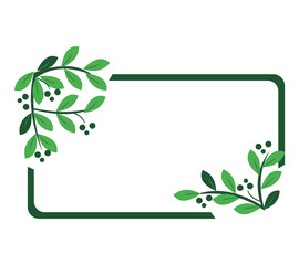 Herbal rectangle badge green botanical banner label vector