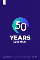 30 years anniversary logo icon vector template circle logo mark poster dark
