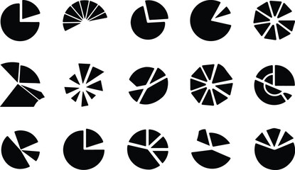 Analytics Pie Chart Typography Silhouette Icon Pack