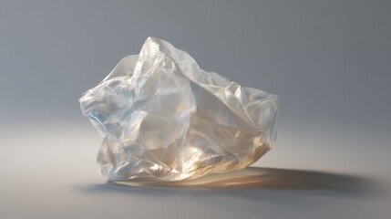 Abstract crumpled translucent material, illuminated by light. A modern art concept for background design or texture overlay.