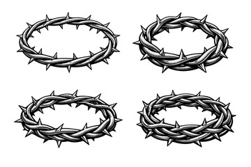 Obraz premium Serpentine thorn crowns: four black and white variations