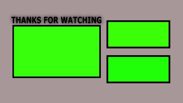 YouTube outro end screen with green screen placeholders on white background animation.