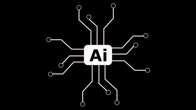 ai chip icon symbolizes artificial intelligence technology on a black background. ai chip icon is isolated on black background.