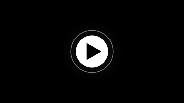 play icon, video play icon for website and mobile phone on black background. Press to play. Video, play button icon animation
