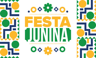 Festa Junina in Brazil. Brazilian festival. Happy holiday. Brazil flag. Carnival and parade. Summer fun party. Vector illustration