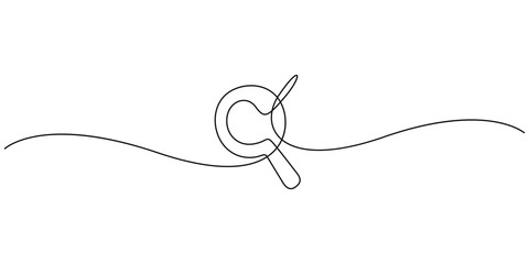Fototapeta premium Continuous line drawing of a magnifying glass Minimalist one line art of a search icon for discovery and analysis Single line illustration of a loupe for research and finding solutions