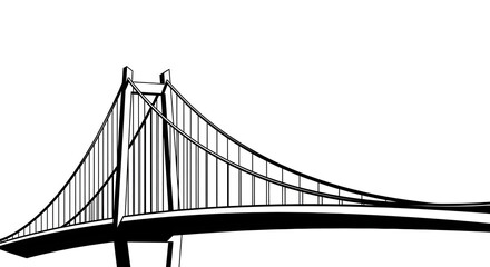 Obraz premium Iconic suspension bridge silhouette, a symbol of connectivity and engineering marvel, spanning across a vast expanse, representing journeys and modern infrastructure