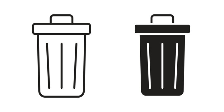 Bin icons. Vector illustration. Editable stroke. Isolated icon suitable for web,
