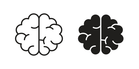 Brain icons. Vector illustration. Editable stroke. Isolated icon suitable for web, © paul