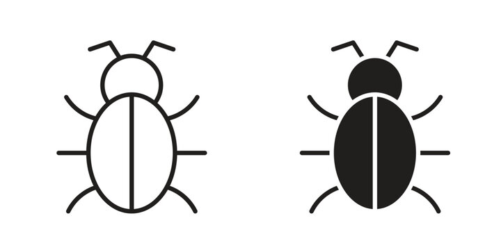 Bug icons. Vector illustration. Editable stroke. Isolated icon suitable for web,