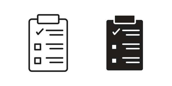 Checklist icons. Vector illustration. Editable stroke. Isolated icon suitable for web,