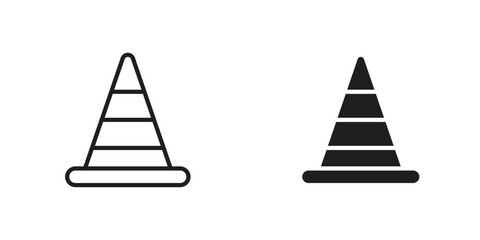 Fototapeta premium Construction cone icons. Vector illustration. Editable stroke. Isolated icon suitable for web,