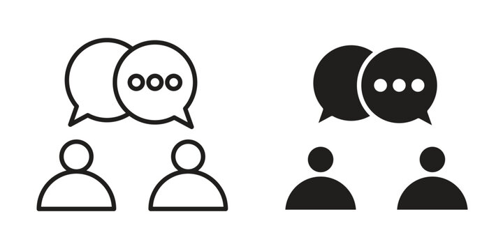 Discussion icons. Vector illustration. Editable stroke. Isolated icon suitable for web,
