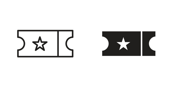 Event ticket icons. Vector illustration. Editable stroke. Isolated icon suitable for web,