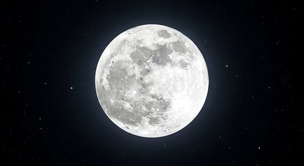 Naklejka premium Full moon illuminated in night sky with stars celestial background