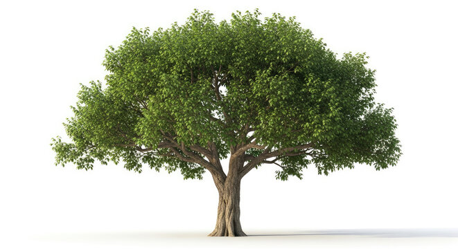 Large green tree on white background.