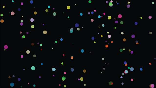 Random colorful circles vector background. Minimalist trendy abstract polka dot seamless pattern on dark background. Vector illustration.