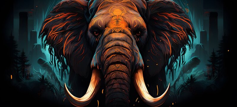 mammoth vector illustration t-shirt design,generative AI