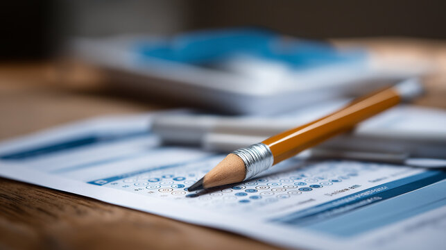 Multiple choice examination form or customer satisfaction survey sheet standardized test answer sheet with bubbled responses educational assessment materials questionnaire