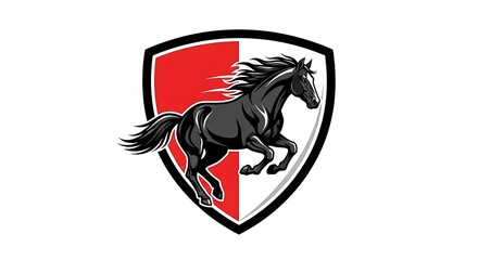Dynamic horse emblem with shield illustration