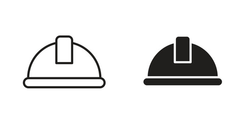 Fototapeta premium Hard hat icons. Vector illustration. Editable stroke. Isolated icon suitable for web,