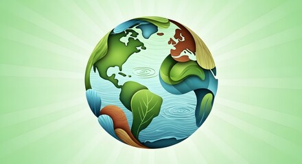 Obraz premium Happy earth day globe illustration for environmental awareness