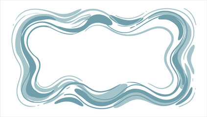 Abstract vector frame with flowing liquid shapes and uneven thickness, creating a dynamic wave border