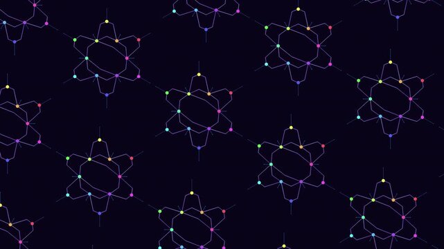 Abstract molecular network pattern background with glowing nodes and lines