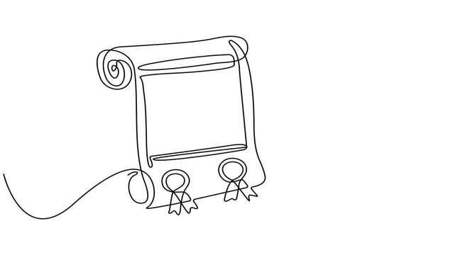 Animated self drawing of  Clipboard with checklist icon continuous one line drawing of outline vector illustration, One continuous line vector drawing of a folder. Outline documents