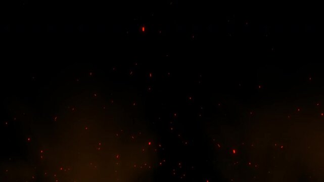 Realistic orange smoke fire sparks rising up embers particles overlay effect 4k stock perfect for vfx, compositing, visual effects, and dynamic background animations.