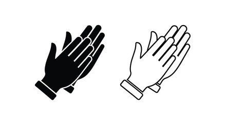 Fototapeta premium Two hands displaying clapping gesture, black and white, graphic silhouette