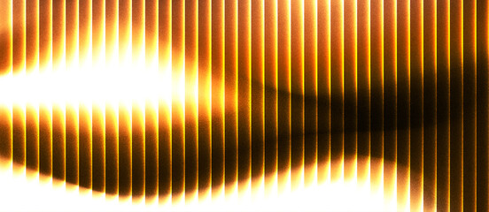Abstract grainy ribbed glass background in golden orange tones with glossy curved texture, vertical light lines and smooth gradient for use in luxury design or digital surface visuals