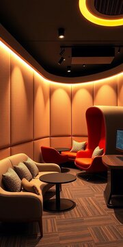 Quiet focus zones with soundproofing and comfortable individual pods,  modern office features,  personal space