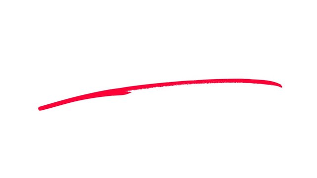 Hand-Drawn Red Highlighter Line Animation, Red underline highlighter animation, sketching elements on a transparent background.