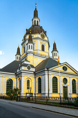 Fototapeta premium Majestic Katarina Church with iconic yellow facade in Stockholm
