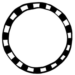 線路の地図記号のイラスト （筆タッチ・円形） 手描き風 / Hand Drawn Railway Track Symbol &ndash; Circular Brush Style Icon Illustration