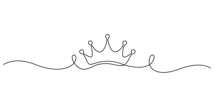Continuous line drawing of a crown minimalist one line art Minimalist crown single line illustration for luxury brand and royalty concept