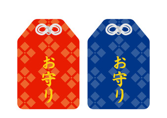 2色のお守りのイラスト｜Two Color Japanese Omamori Amulet Illustration