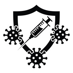 Obraz premium Immune system icon, fully vaccinated, vaccine, virus protection, immunity, protective shield, vector icon isolated on white background, scalable vector graphic for hospital